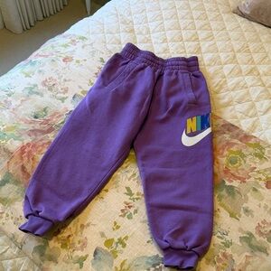 Nike Kids Purple Sweatpants with Logo, Size XS